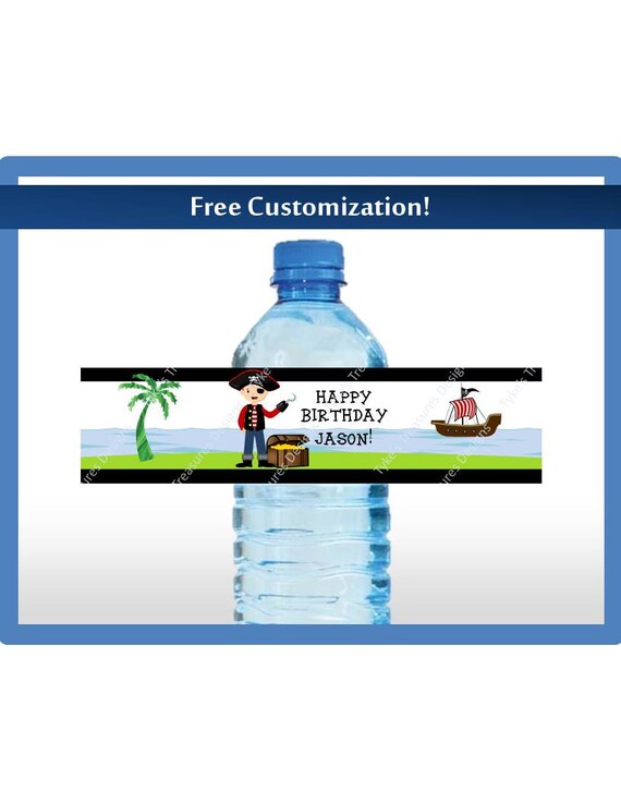 Printed Pirate Water Bottle Labels Pirate Birthday Water Etsy