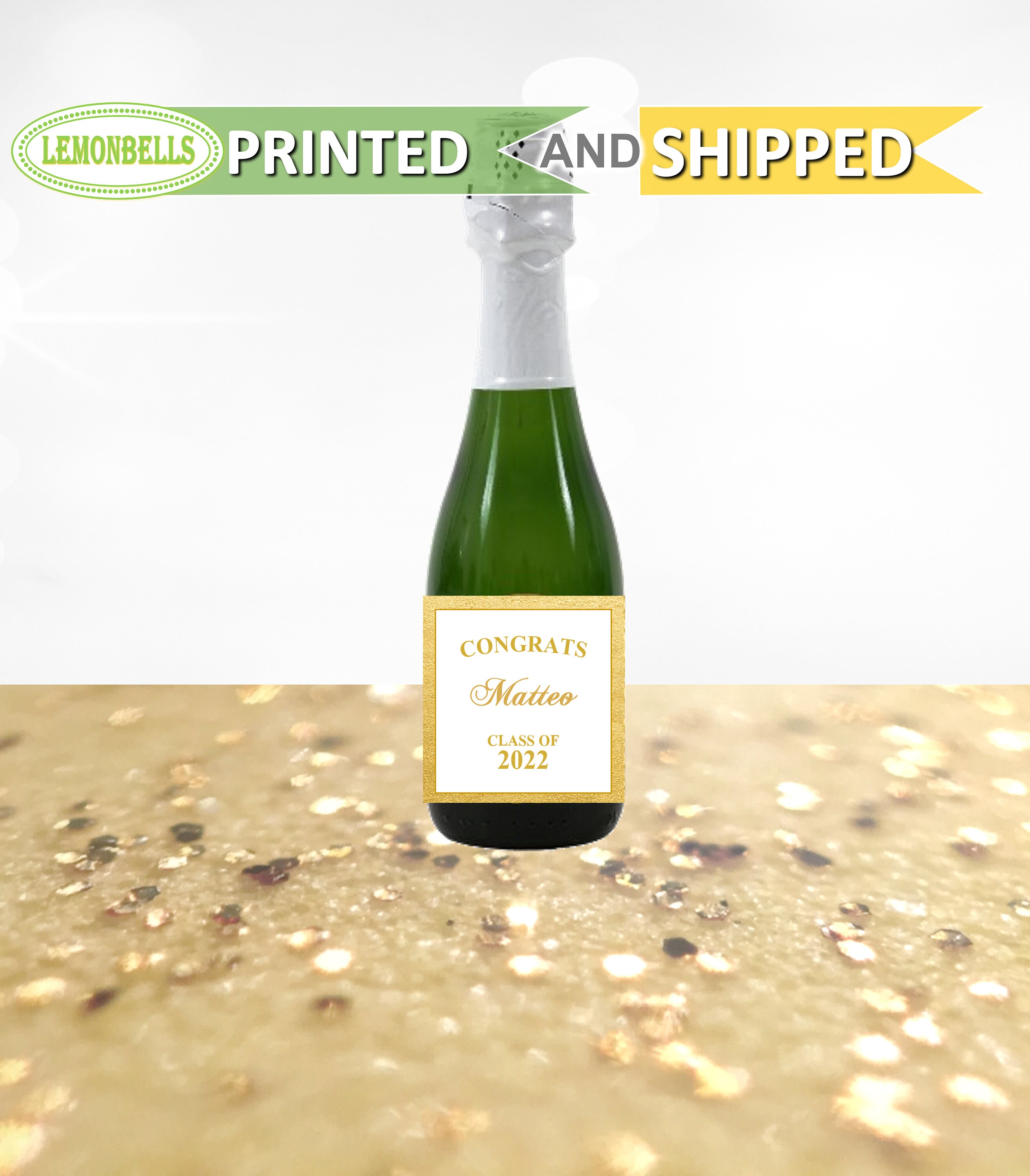 Graduation Mini Champagne Bottle Labels - Graduation Champagne - Graduation Party Favors - Graduation Mini Wine Bottle - LemonBells