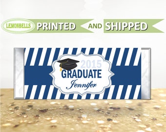 Printed Graduation Candy Wrapper, Graduation Candy Bar, Graduation Party Favors, Blue Graduation Party Favors, Graduation Gifts, LemonBells