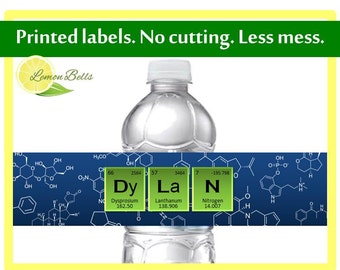 Printed Science Water Bottle Labels - Science Birthday Decoration - Custom Science Water Bottle Labels - Science Party Decoration