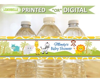 Jungle theme Water Bottle Labels, Jungle Birthday Decoration, Jungle theme Baby Shower Water Bottle labels, Jungle Party, LemonBells WJ03