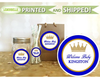 Prince Party Favor Stickers, Prince Goody Bag Stickers, Prince Favor Box Stickers, Prince Baby Shower, Roy BLue Prince, LemonBells