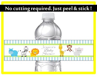 Jungle Water Bottle Labels, Jungle Baby Shower, Jungle party decorations, Jungle theme party, Jungle party favors, Lemonbells WJ02