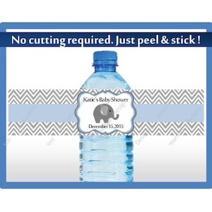 Personalized Elephant Bottle Labels – Elephant Water Bottle Labels Waterproof - Personalized Elephant Water Bottle Labels - Baby Shower Gift