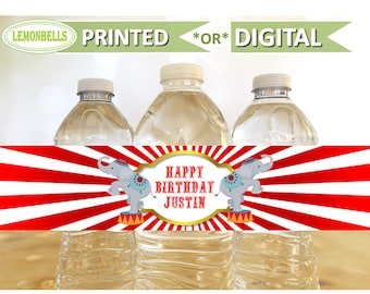 Carnival Water Bottle Labels, Carnival Baby Shower, Circus Water Bottle, Circus Baby Shower, Circus Theme Birthday, LemonBells WC02