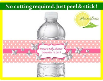 Personalized Butterfly Water Bottle Labels - Baby Shower Water Bottle Labels - Baby Girl Baby Shower Water Bottle Labels - Baby Shower Gift
