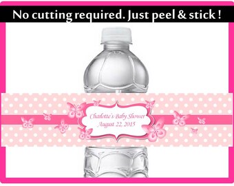 Personalized Butterfly Water Bottle Labels - Baby Shower Water Bottle Labels - Baby Girl Baby Shower Water Bottle Labels - Baby Shower Gift