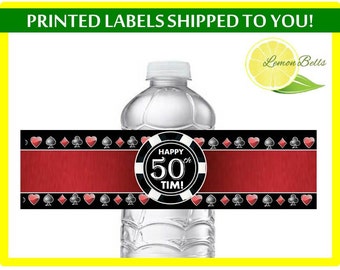 Casino Water Bottle Labels, Vegas Water Bottle Labels, Cards Water Bottle Labels, Casino Party Decoration, Poker night party LemonBells WC05