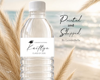 Custom Graduation Water Bottle Labels 2026 | Personalized Graduation Party Favors | Printed & Shipped Bottle Wraps | Class of 2026