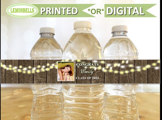 Graduation Water Bottle Labels, Rustic Graduation Decoration, Class of 2022, College Graduation Water Bottle, LemonBells, GW35