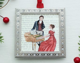 Christmas Carols at Pemberley, Jane Austen Ornament, Pride and Prejudice Christmas Gift