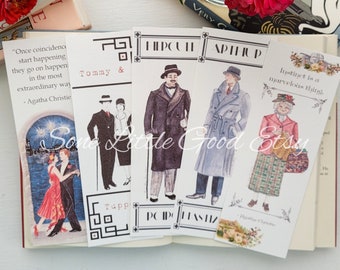 Agatha Christie Bookmark Collector's Set, Hercule Poirot, Hastings, Miss Jane, Tommy and Tuppence, Mystery Bookmarks