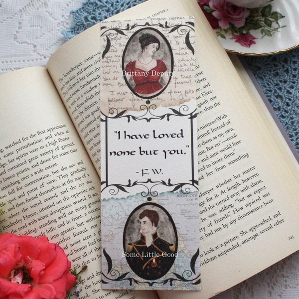 Anne & Captain Wentworth Bookmark, Persuasion Book Mark, Jane Austen Bookmark, Book Club Favor, Literary Bookmark, Persuasion Letter