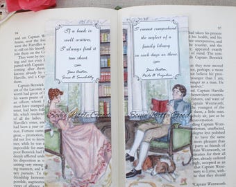 Jane Austen Bookmarks, Library at Pemberley, Pride and Prejudice Book Mark
