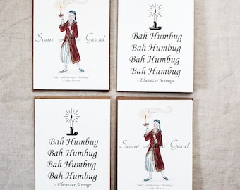 A Christmas Carol SET of Hoiday Cards, Charles Dickens, Ebenezer Scrooge, Bah Humbug Cards, Funny Greeting Cards, Bookish Christmas