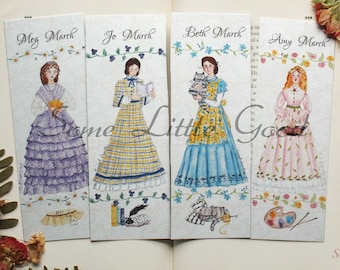 One Little Women Bookmark OR Set of 4 Little Women Bookmarks, Meg, Jo, Beth, Amy Book Mark, Louisa May Alcott, March Sisters Bookmarks