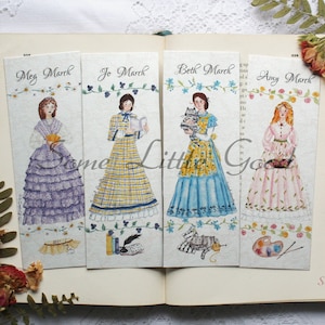 One Little Women Bookmark OR Set of 4 Little Women Bookmarks, Meg, Jo, Beth, Amy Book Mark, Louisa May Alcott, March Sisters Bookmarks