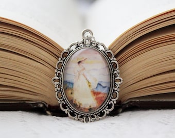 Lizzy on the Cliffs Necklace, Elizabeth Bennet, Jane Austen Jewelry, Pride and Prejudice, Book Lover Jewelry, Watercolor Mountains Necklace