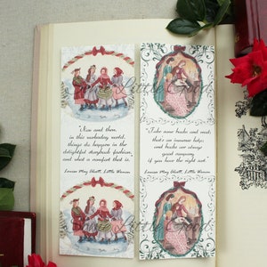 Little Women Christmas Bookmarks, Meg, Jo, Beth, Amy Book Mark, Louisa May Alcott, March Sisters Bookmarks