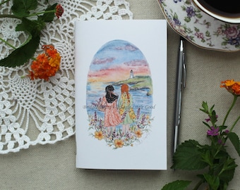 Anne of Green Gables Journal, Anne and Diana Writing Notebook, L. M. Montgomery Pocket Journal, Book Lover Gift, Handmade Blank Notebook