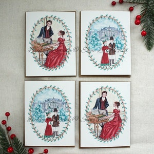 Christmas at Pemberley SET of Cards, Pride and Prejudice Holiday Cards, Jane Austen Christmas Greeting Card