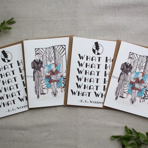 What-Ho SET of 4, 6 or 8 Note Cards, P. G. Wodehouse Greeting Cards, Assorted Set of Wodehouse Cards, Bookish Jeeves and Wooster Cards