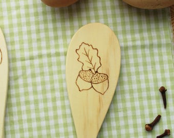 Woodburned Acorn Baking Spoon