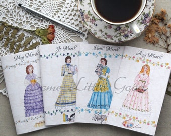 Set of 4 Little Women Journals, March Sister Journals, Little Women, Louisa May Alcott Pocket Journals, Reading Planner, Book Club Gifts