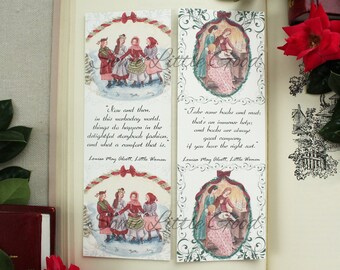 Little Women Christmas Bookmarks, Meg, Jo, Beth, Amy Book Mark, Louisa May Alcott, March Sisters Bookmarks