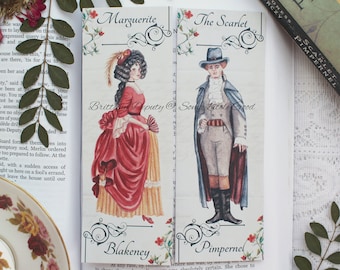 The Scarlet Pimpernel Bookmark, Sir Percy Blakeney and Marguerite Book Marks, Baroness Orczy Bookmark, Classic Literary Bookmark