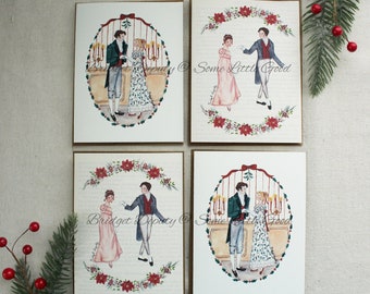 A Christmas Ball SET of Holiday Cards, Pride and Prejudice Cards, Jane Austen Christmas Greeting Cards