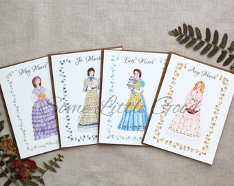 Little Women Greeting Card SET of 4 or 8 Bookish Cards, Little Women Notecards, Bookish Birthday Card, Book Club Cards, Friendship Cards