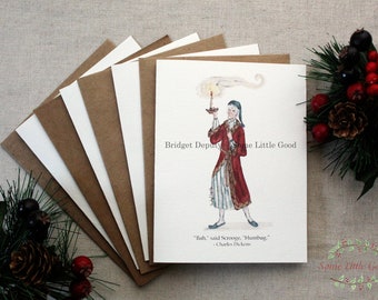 Ebenezer Scrooge SET of Christmas Cards, A Christmas Carol Cards, Bah Humbug Notecards, Charles Dickens, Bookish Cards