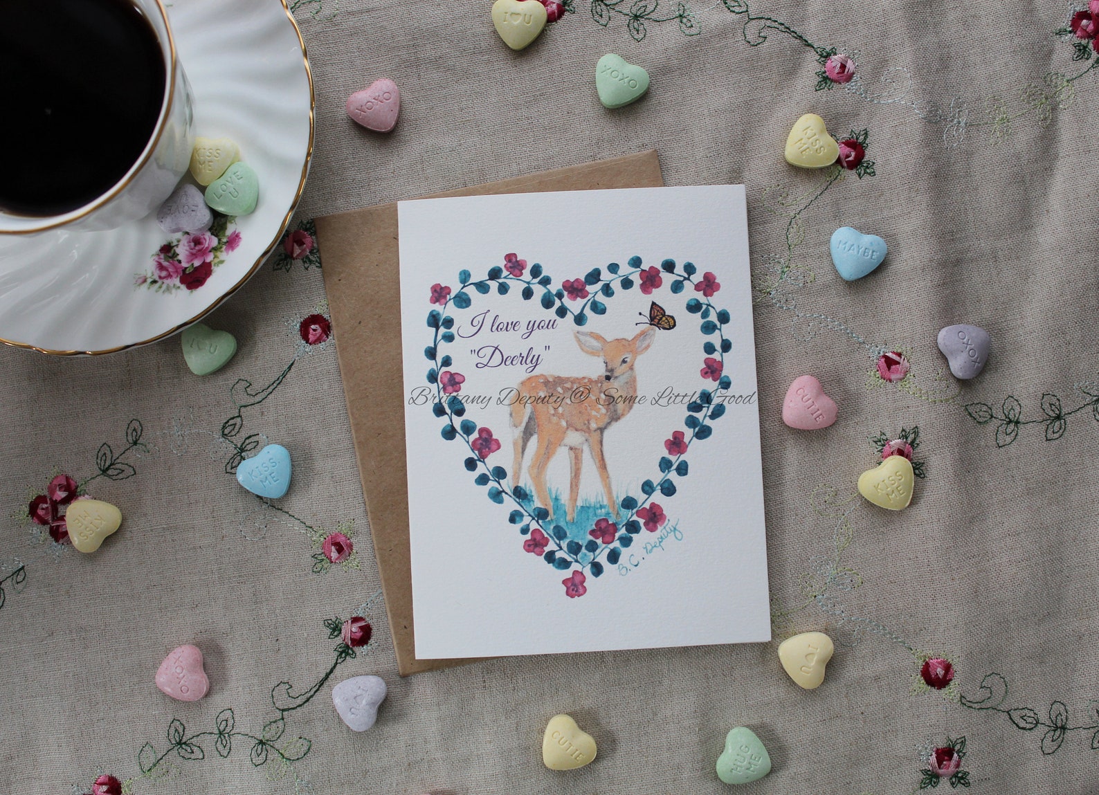 Printable Deer Valentine Card I Love You Deerly Card - Etsy