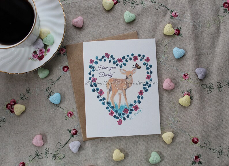Printable Deer Valentine Card I Love You Deerly Card - Etsy