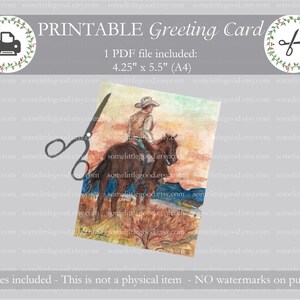 Printable "Home at Last" Cowboy Card, includes a 4.25x5.5 Card, PDF Father's Day Card, Instant Download, Western Sunset Cowboy