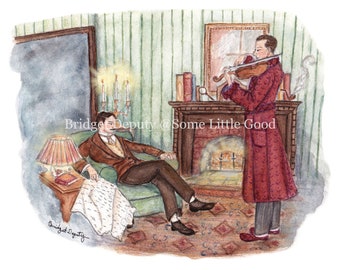 A Study in Scarlet Art Print, Sherlock Holmes Watercolor Illustration