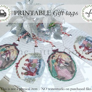 Etichette regalo PDF, Piccole donne di Natale, Louisa May Alcott, Etichette regalo per le feste libresche, Download immediato