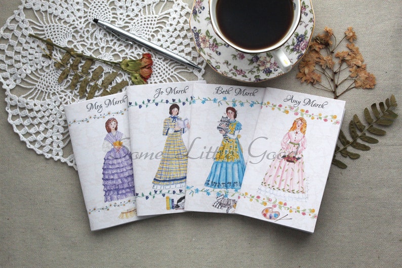 Amy March Journal, Little Women, Blank Notebook, Louisa May Alcott Pocket Journal, Reading Planner, Book Club Journal All 4 March Sisters