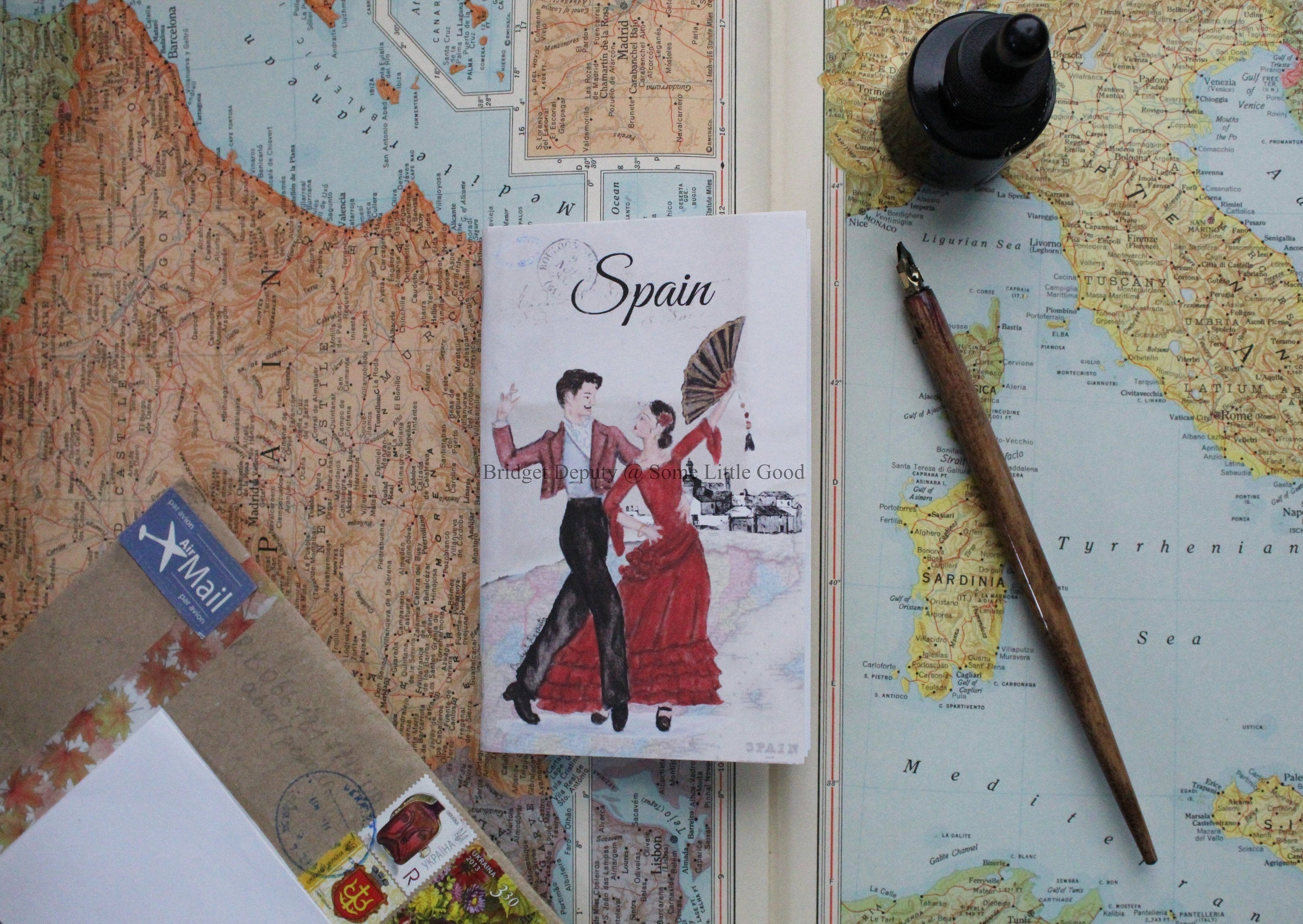 Spain Travel Notebook, Flamenco Dancers Blank Journal, Travel Map ...
