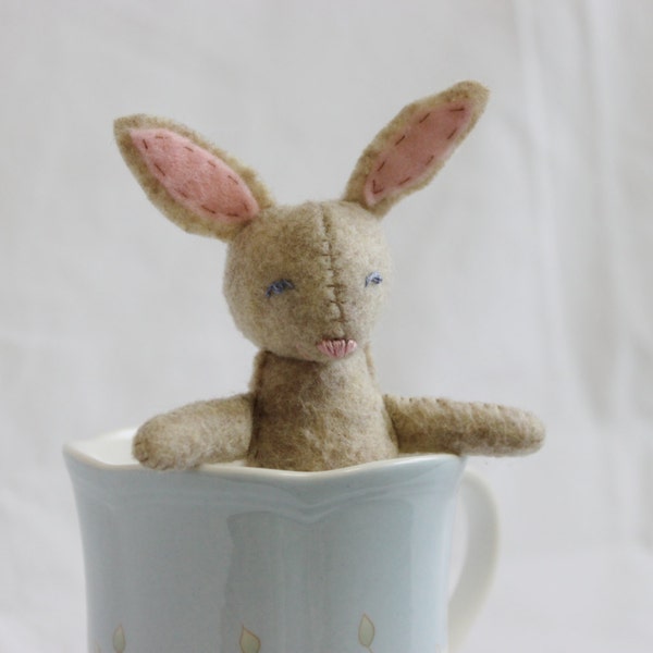 Brown Felt Rabbit, Handmade Bunny Rabbit, Stuffed Animal Doll, Stocking Stuffer, Gift for Kids