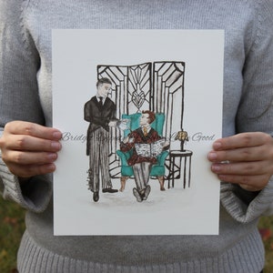 Jeeves and Wooster Watercolor Art Print, Bertie Wooster and Jeeves Illustration, P. G. Wodehouse Book Art, Book Club Gift image 3