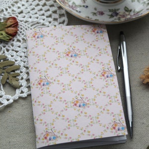 Amy March Journal, Little Women, Blank Notebook, Louisa May Alcott Pocket Journal, Reading Planner, Book Club Journal Pink Rose Pattern