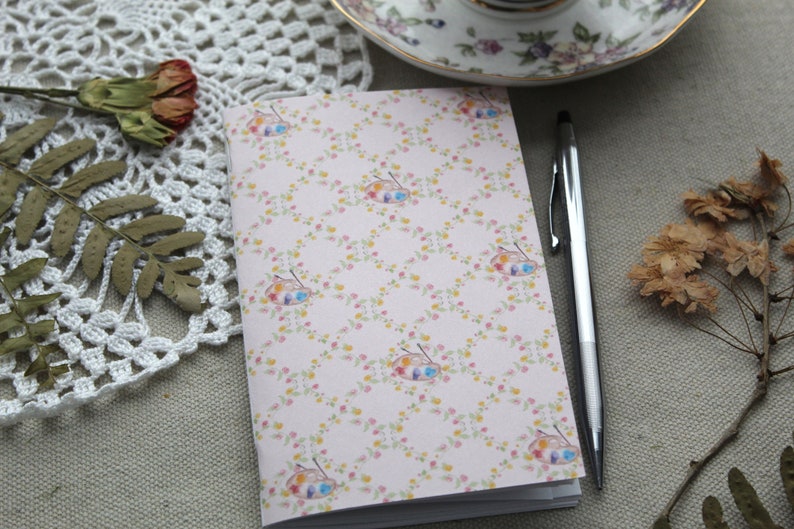 Amy March Journal, Little Women, Blank Notebook, Louisa May Alcott Pocket Journal, Reading Planner, Book Club Journal Pink Rose Pattern