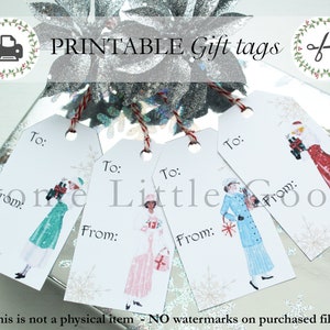 PDF Gift Tags, Vintage Fashion Girls, Vintage Pastel Christmas Gift Tags, Retro Christmas Tags, Holiday Gift Tags, Instant Download