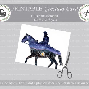 Printable "Starry Night" Cowboy Card, includes a 5.5x4.25 Card, PDF Father's Day Card, Instant Download, Western Cowboy Card