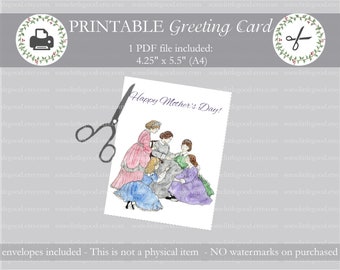 Printable Little Women Card, includes a 4.25x5.5 Card, PDF Mother's Day Card, Instant Download, I Love you Marmee Card, Little Women