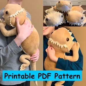 Huggable Beardie Stuffie PDF Sewing Pattern and Tutorial Booklet, Bearded Dragon, Printable PDF