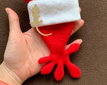 Crested Gecko Christmas Stocking, Eyelash Gecko, SMALL &quot;tank size&quot;, ridiculously cute, Christmas gift for Reptile owner