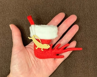 Tiny Bearded Dragon Foot Shaped Christmas Stocking: Foot-Shaped Reptile Ornament, Anole, Tegu, Frilled Dragon, Toad Headed Agama